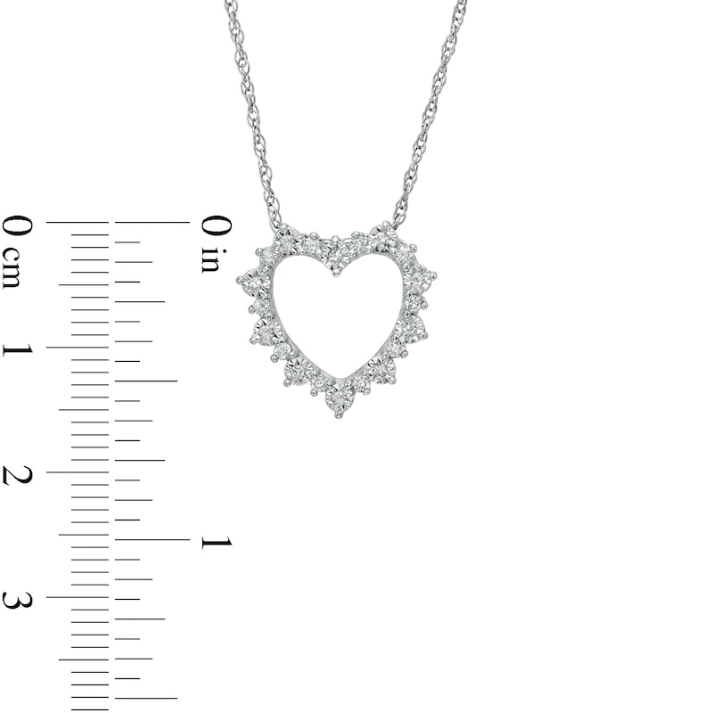 1/5 CT. T.W. Diamond Heart Sunburst Pendant in Sterling Silver