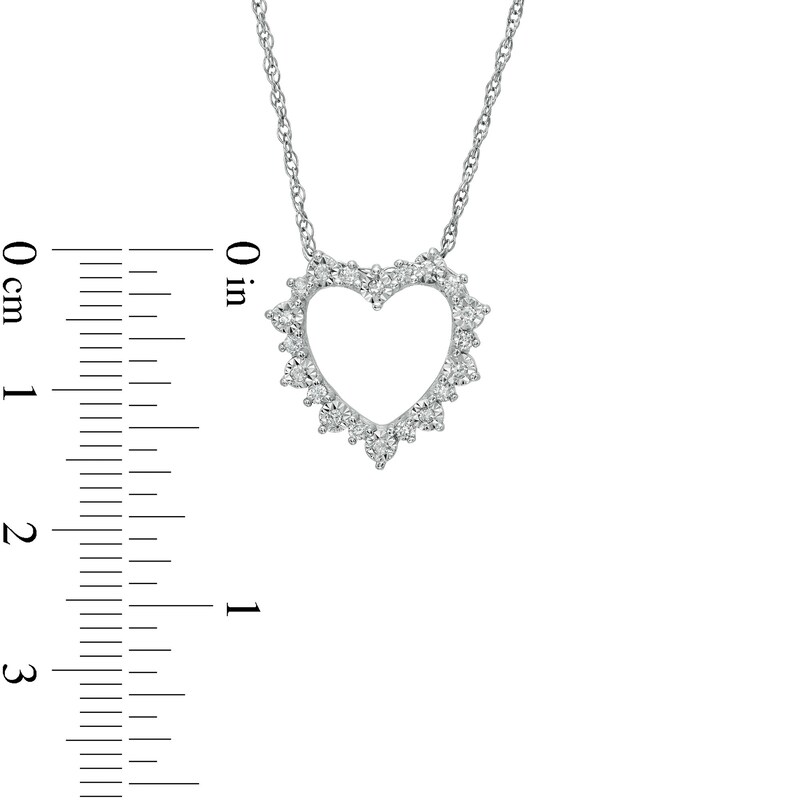 Main Image 3 of 1/5 CT. T.W. Diamond Heart Sunburst Pendant in Sterling Silver
