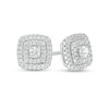 Thumbnail Image 1 of 1/2 CT. T.W. Diamond Cushion Double Frame Stud Earrings in 10K White Gold