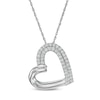 Thumbnail Image 0 of 1/4 CT. T.W. Diamond Double Row Tilted Heart Pendant in Sterling Silver