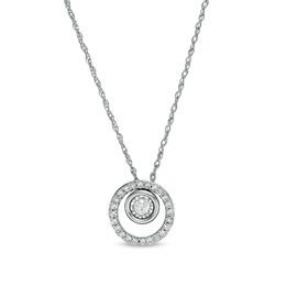 1/8 CT. T.W. Diamond Double Circle Pendant in Sterling Silver