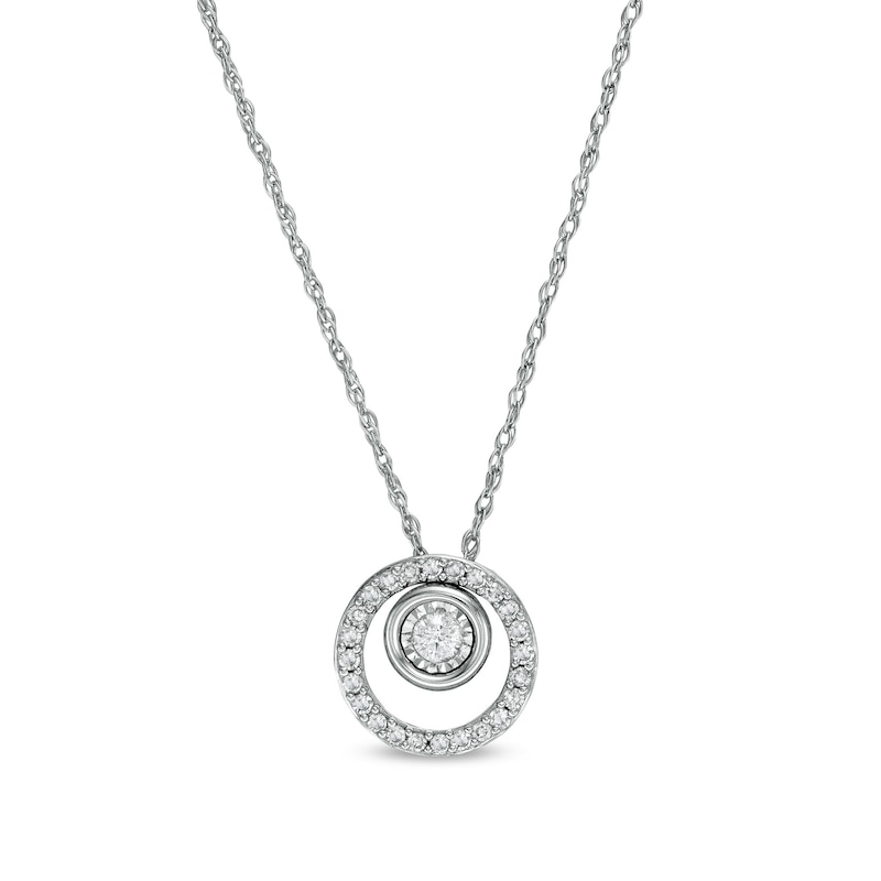 1/8 CT. T.W. Diamond Double Circle Pendant in Sterling Silver