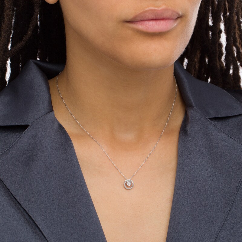 1/8 CT. T.W. Diamond Double Circle Pendant in Sterling Silver