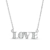 Thumbnail Image 0 of White Lab-Created Sapphire "LOVE" Necklace in Sterling Silver