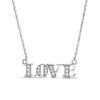 Thumbnail Image 1 of White Lab-Created Sapphire "LOVE" Necklace in Sterling Silver