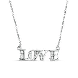 White Lab-Created Sapphire &quot;LOVE&quot; Necklace in Sterling Silver