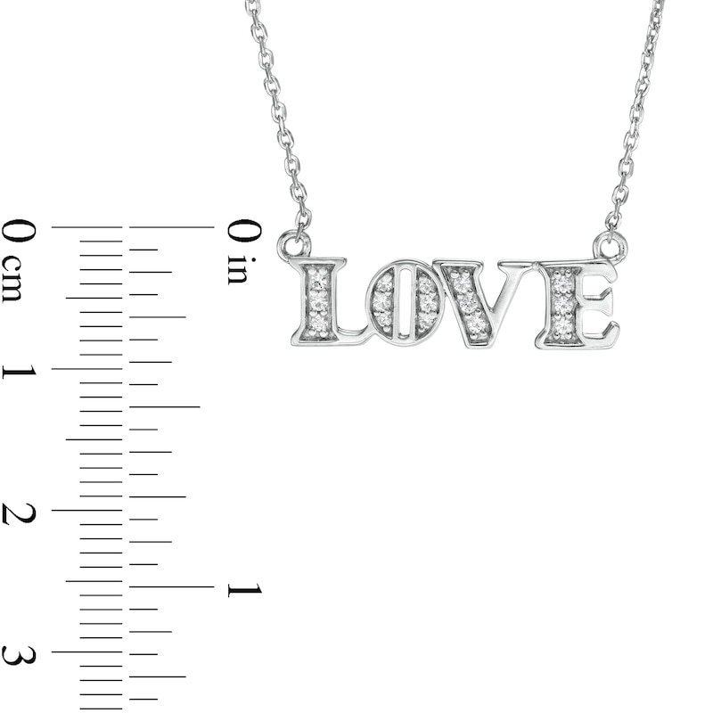 White Lab-Created Sapphire "LOVE" Necklace in Sterling Silver