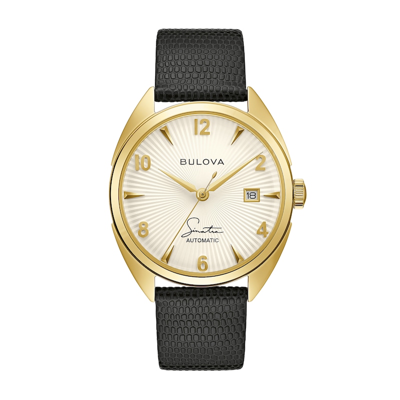 Main Image 1 of Men's Bulova Frank Sinatra 'Fly Me To The Moon' Collection Gold-Tone Strap Watch with White Dial (Model: 97B196)