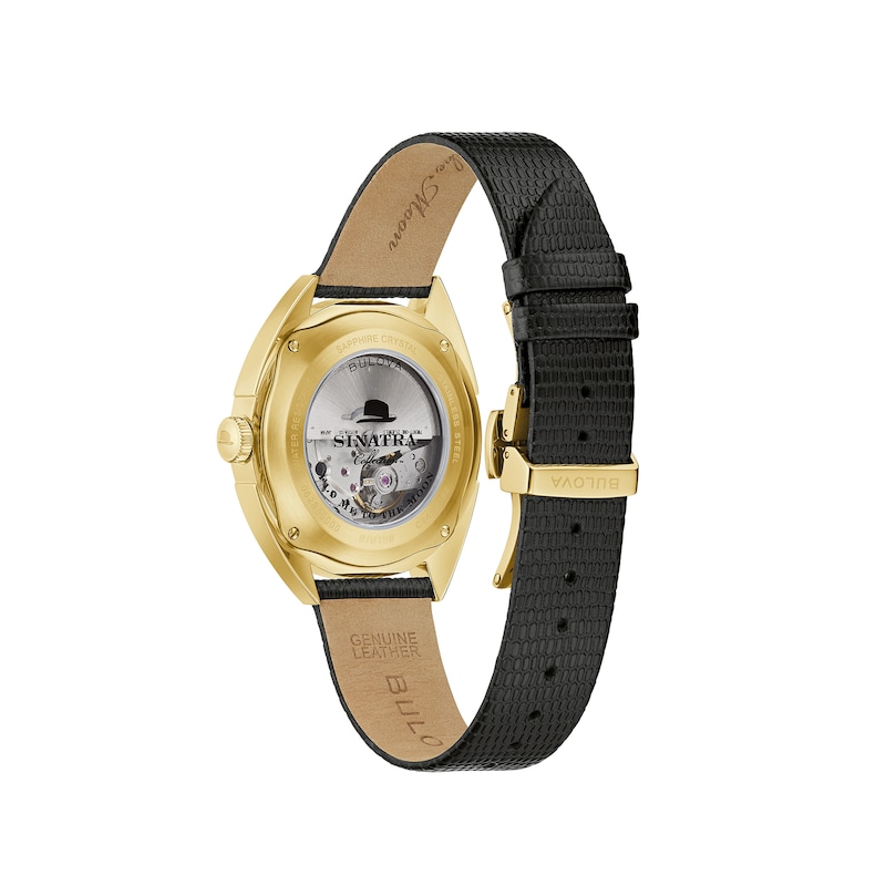 Main Image 3 of Men's Bulova Frank Sinatra 'Fly Me To The Moon' Collection Gold-Tone Strap Watch with White Dial (Model: 97B196)