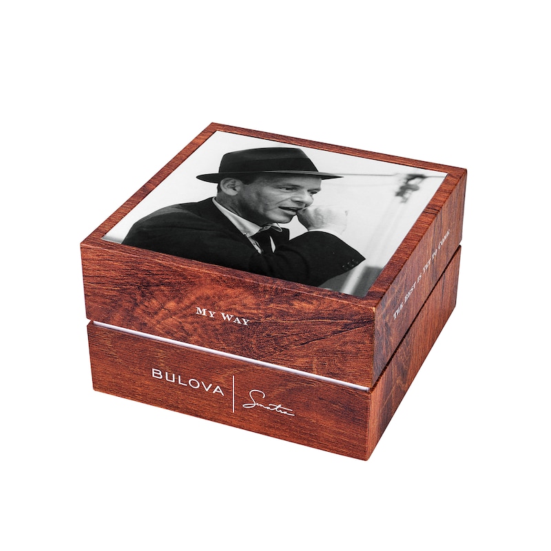 Main Image 4 of Men's Bulova Frank Sinatra 'Fly Me To The Moon' Collection Gold-Tone Strap Watch with White Dial (Model: 97B196)