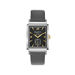 Men's Bulova Frank Sinatra 'My Way' Collection Strap Watch with Rectangular Black Dial (Model: 98A261)