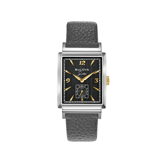Men's Bulova Frank Sinatra 'My Way' Collection Strap Watch with Rectangular Black Dial (Model: 98A261)