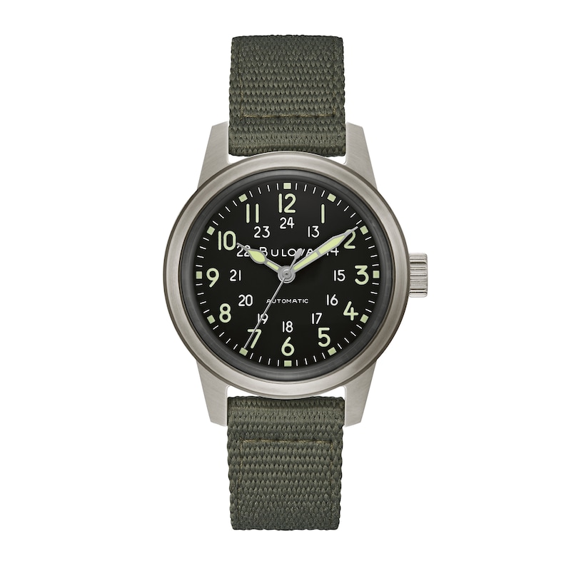 Men's Bulova Military HACK Strap Watch with Black Dial (Model: 96A259)