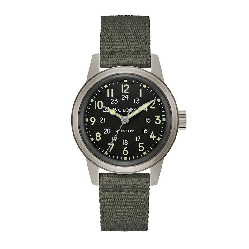 Main Image 1 of Men's Bulova Military HACK Strap Watch with Black Dial (Model: 96A259)