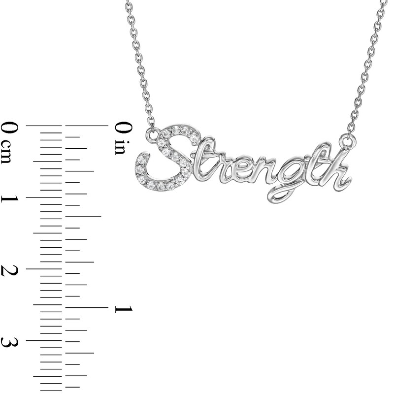 Main Image 2 of White Lab-Created Sapphire "Strength" Necklace in Sterling Silver