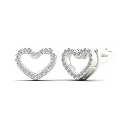 1/6 CT. T.W. Diamond Heart Stud Earrings in 14K White Gold