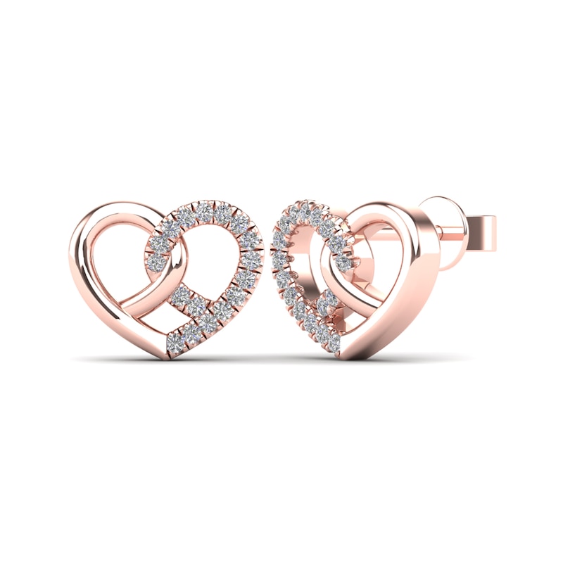 1/10 CT. T.W. Diamond Loop Heart Stud Earrings in 14K Rose Gold