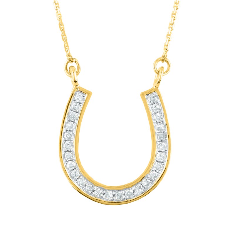 Main Image 1 of 1/10 CT. T.W. Diamond Horse Shoe Pendant in 10K Gold