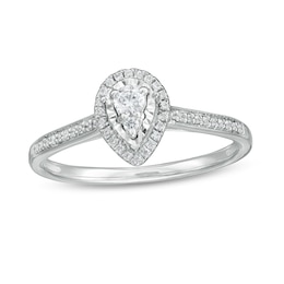1/5 CT. T.W. Composite Pear-Shaped Diamond Frame Promise Ring in 10K White Gold