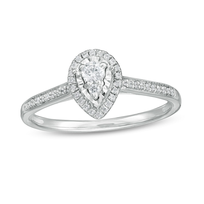 1/5 CT. T.W. Composite Pear-Shaped Diamond Frame Promise Ring in 10K White Gold