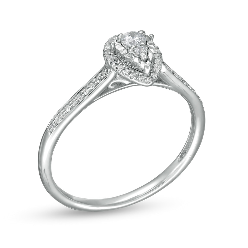 1/5 CT. T.W. Composite Pear-Shaped Diamond Frame Promise Ring in 10K White Gold