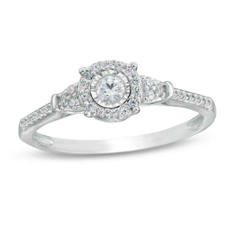 Main Image 1 of 1/4 CT. T.W. Diamond Tri-Sides Collar Promise Ring in 10K White Gold