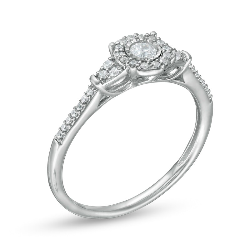 Main Image 2 of 1/4 CT. T.W. Diamond Tri-Sides Collar Promise Ring in 10K White Gold
