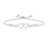 Thumbnail Image 1 of White Lab-Created Sapphire Double Hearts Bolo Bracelet in Sterling Silver - 9.0"