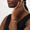 Thumbnail Image 2 of White Lab-Created Sapphire Double Hearts Bolo Bracelet in Sterling Silver - 9.0"