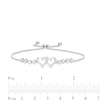 Thumbnail Image 3 of White Lab-Created Sapphire Double Hearts Bolo Bracelet in Sterling Silver - 9.0"