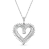 Thumbnail Image 0 of 3/4 CT. T.W. Baguette and Round Diamond Double Row Heart Pendant in Sterling Silver