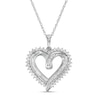 Thumbnail Image 1 of 3/4 CT. T.W. Baguette and Round Diamond Double Row Heart Pendant in Sterling Silver