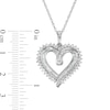Thumbnail Image 2 of 3/4 CT. T.W. Baguette and Round Diamond Double Row Heart Pendant in Sterling Silver
