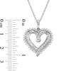 Thumbnail Image 2 of 3/4 CT. T.W. Baguette and Round Diamond Double Row Heart Pendant in Sterling Silver