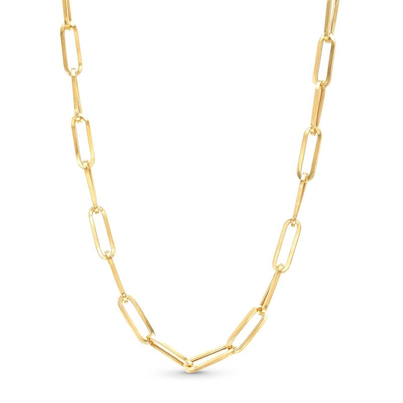 14K Gold Large Paper Clip Chain with Diamond Enhancer Necklace 14K White Gold / 24'' +$260.00