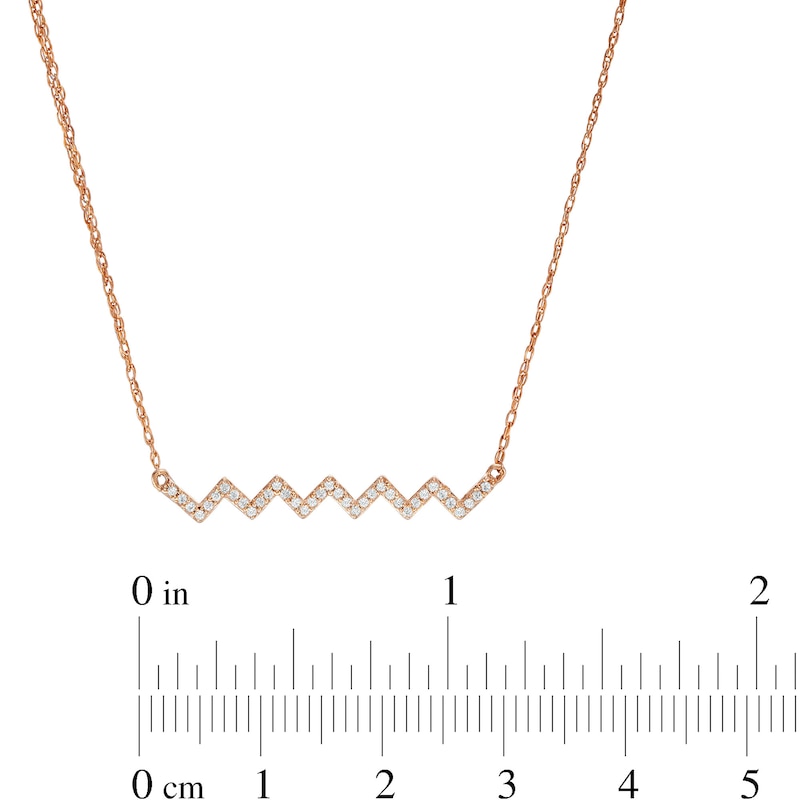 1/10 CT. T.W. Diamond Zig-Zag Necklace in 10K Rose Gold