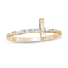 Thumbnail Image 1 of 1/8 CT. T.W. Baguette and Round Diamond Cross Ring in 10K Gold