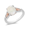Thumbnail Image 0 of Enchanted Disney Elsa Oval Opal and 1/10 CT. T.W. Diamond Ring in Sterling Silver and 10K Rose Gold