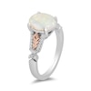 Thumbnail Image 1 of Enchanted Disney Elsa Oval Opal and 1/10 CT. T.W. Diamond Ring in Sterling Silver and 10K Rose Gold