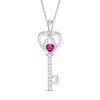 Thumbnail Image 1 of 4.0mm Heart-Shaped Lab-Created Ruby and White Sapphire Heart-Top Key Pendant in Sterling Silver