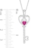 Thumbnail Image 2 of 4.0mm Heart-Shaped Lab-Created Ruby and White Sapphire Heart-Top Key Pendant in Sterling Silver