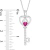 Thumbnail Image 2 of 4.0mm Heart-Shaped Lab-Created Ruby and White Sapphire Heart-Top Key Pendant in Sterling Silver