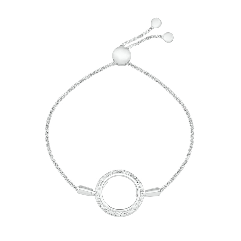 Main Image 1 of 1/20 CT. T.W. Diamond Circle Bolo Bracelet in Sterling Silver - 8.5"