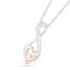Thumbnail Image 2 of 1/20 CT. T.W. Diamond Infinity Heart Pendant in Sterling Silver and 10K Rose Gold