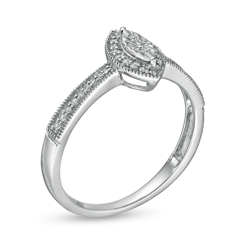 1/8 CT. T.W. Marquise-Shaped Multi-Diamond Frame Vintage-Style Promise Ring in Sterling Silver