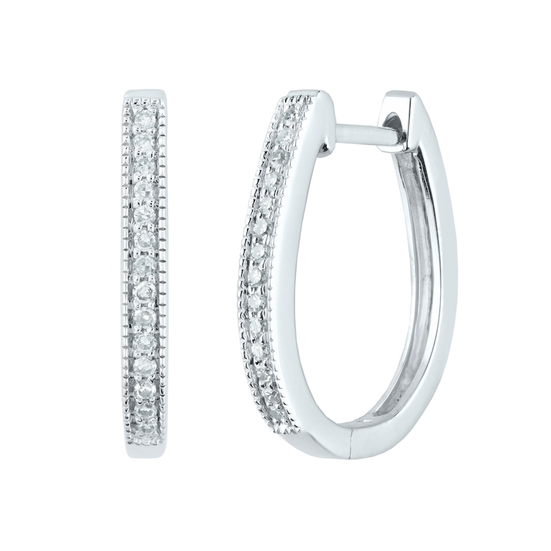 1/10 CT. T.W. Diamond Hoop Earrings in 14K White Gold