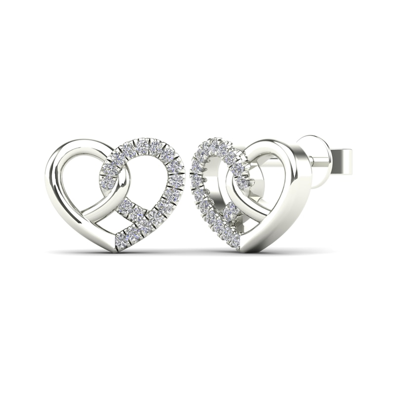 1/10 CT. T.W. Diamond Loop Heart Stud Earrings in 14K White Gold