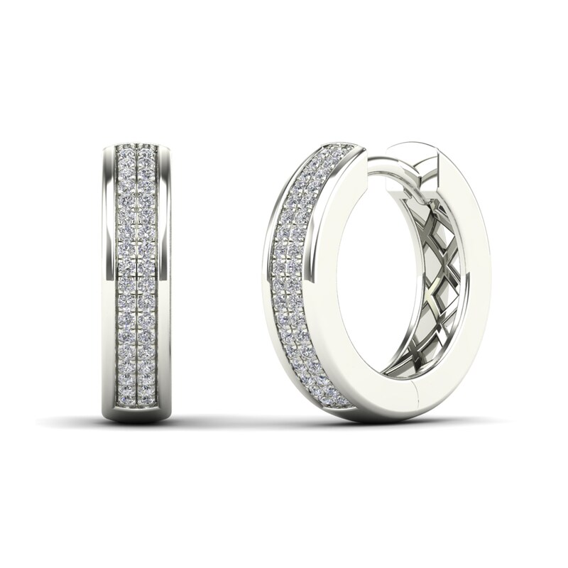 1/8 CT. T.W. Diamond Hoop Earrings in 14K White Gold
