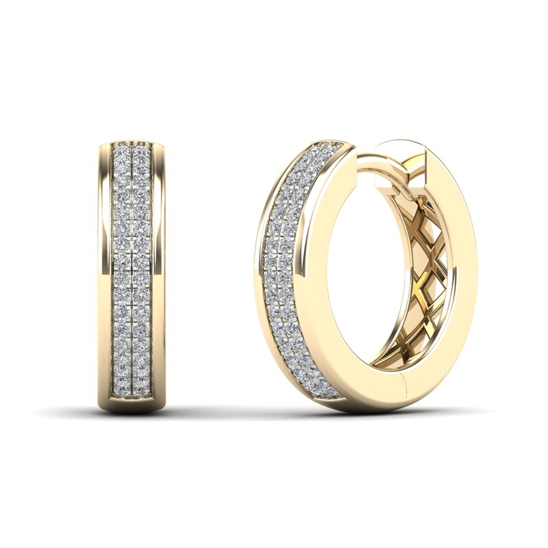 Main Image 1 of 1/8 CT. T.W. Diamond Hoop Earrings in 14K Gold