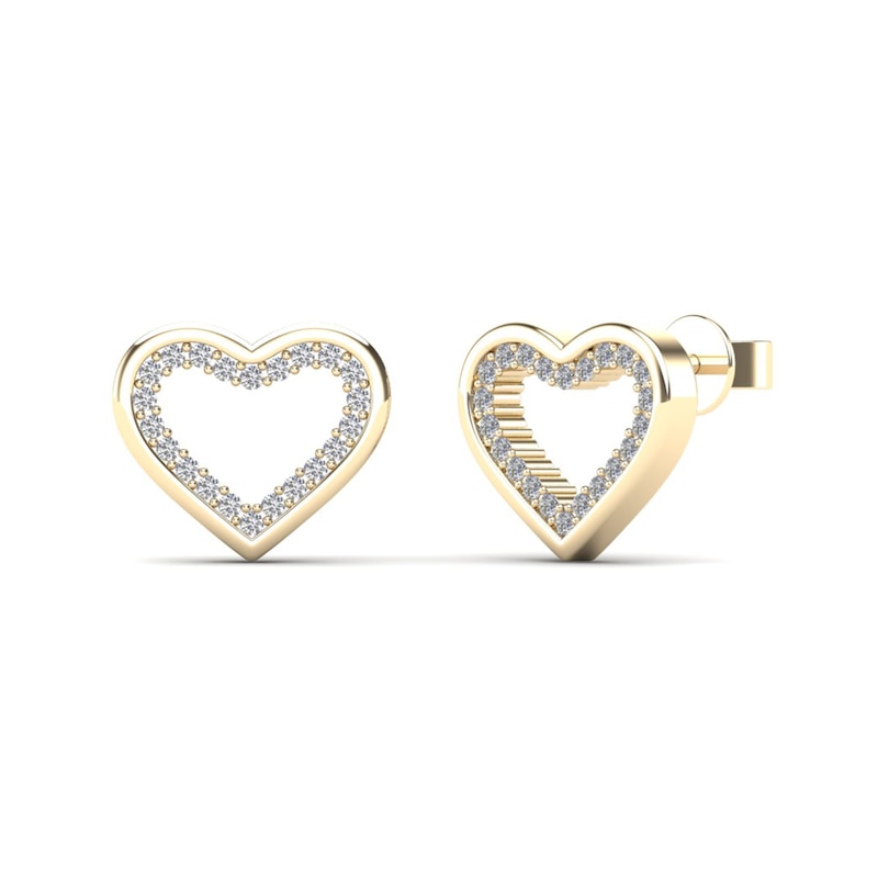 1/8 CT. T.W. Diamond Heart Stud Earrings in 14K Gold